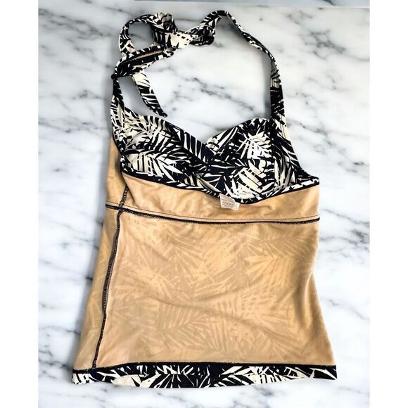 GAP TANKINI Halter Swimsuit TOP ONLY Sz Small DARK Blue/Black White Fast Ship - Picture 10 of 16